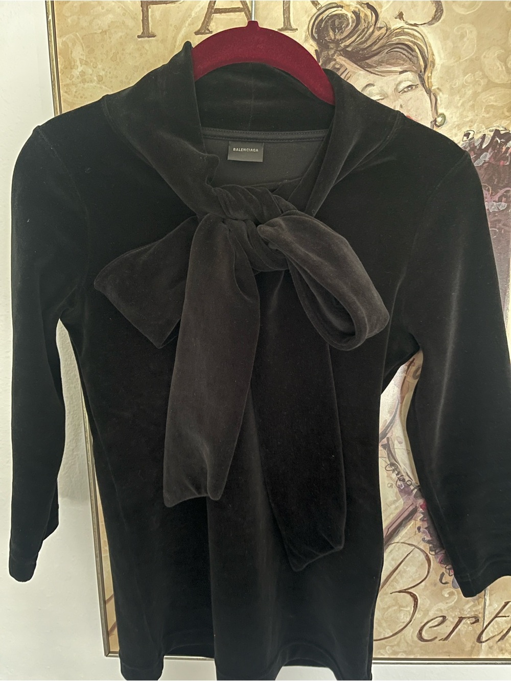 Balenciaga Black Velvet Bow-Tie top